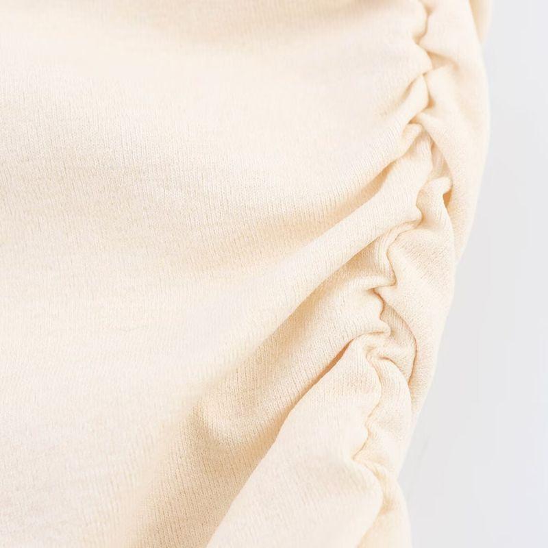 Jnleaog Spring New Arrival Women's Clothing Fashion Style French Fashion Asymmetric Fold Stretch Tops 6050319