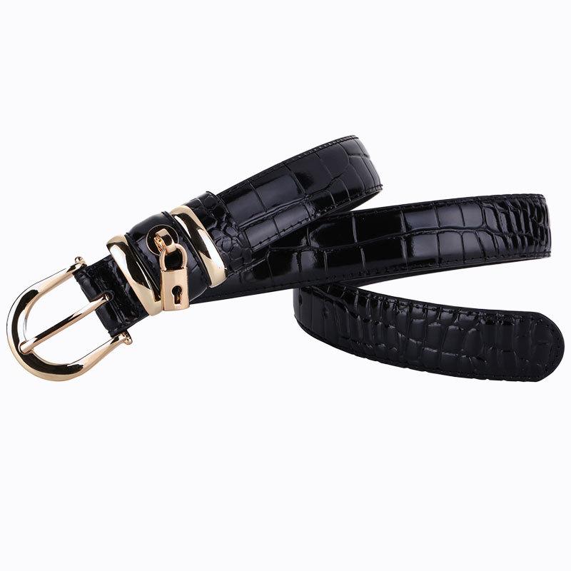 Crocodile Pattern Leather Belt Women's Casual Pin Buckle Genuine Leather Belt Women's All-Match Simple Decoration Pant Belt