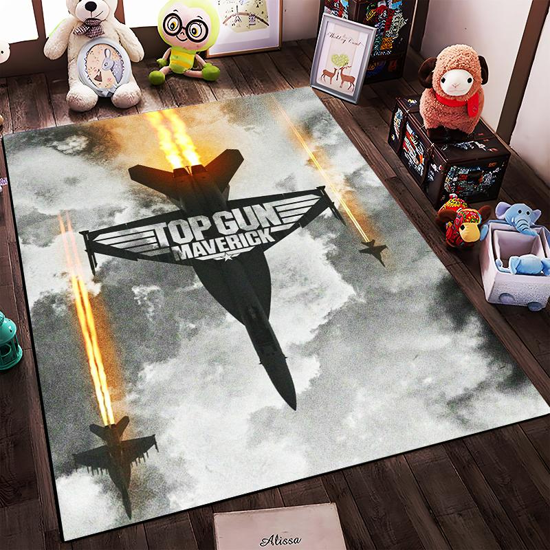 "Top Gun Maverick Fighter Jet Design Rug - Non-slip Rug Suitable for Living Room and Bedroom Sofas"