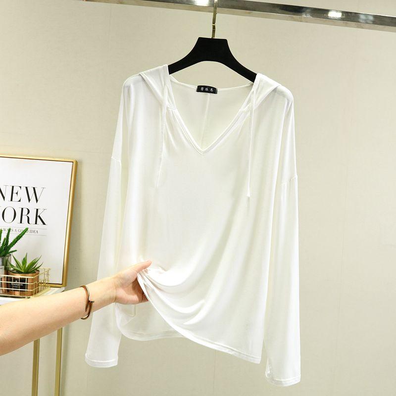 

Модальная повседневная однотонная тонкая рубашка с длинным рукавом для защиты от солнца White L (Recommendation 50.00 kg-60.00 kg