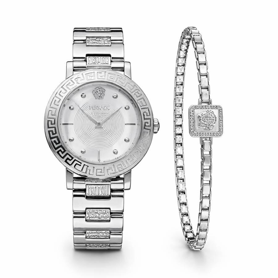 Versace Greca Sphere Quartz Silver Dial Ladies Watch Box Set Ve9c00324
