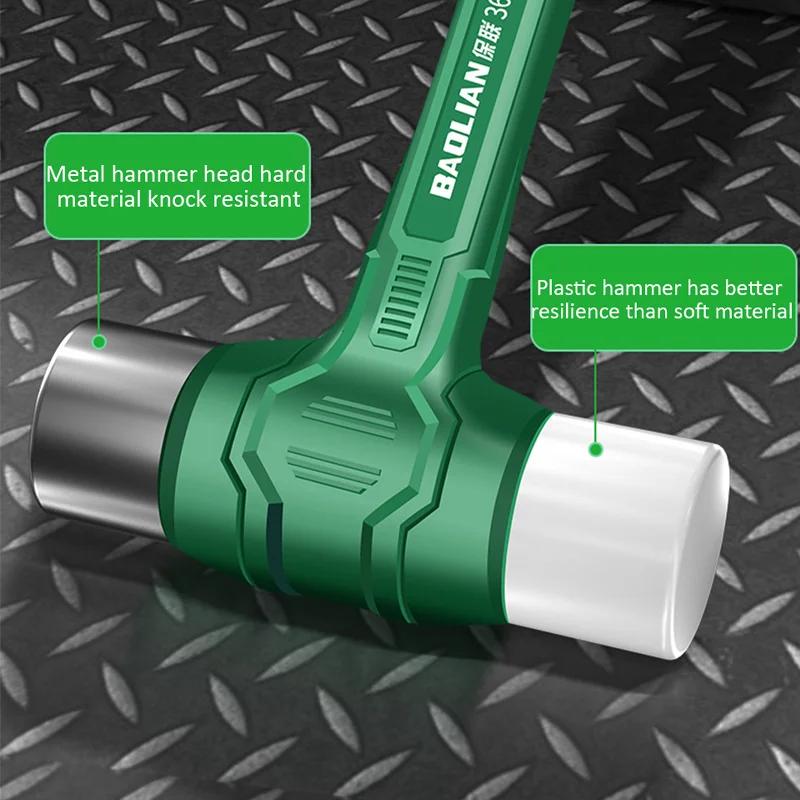 Double Face Soft/Hard Tap Rubber Hammer 27/36/43mm 2-In-1 Multifunctional Metal/Rubber Hammer Household Mini Hand Tool Hammer
