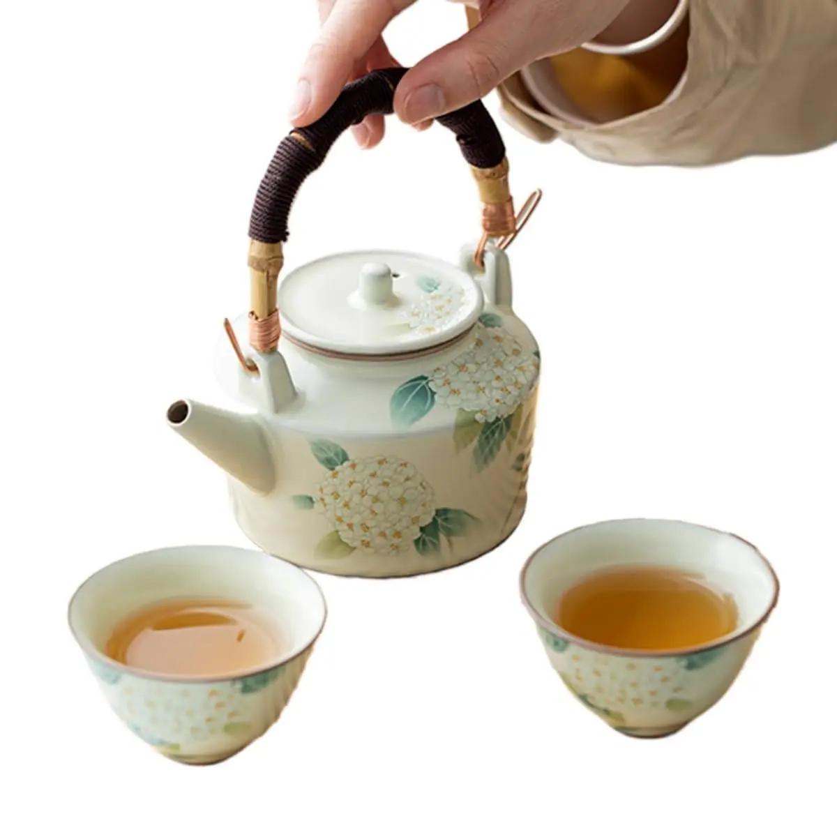 

Large Capacity Yellow Ru Kiln Xuien Flower Tea Pot Household Kung Fu Tea Set Open Slice Ceramic Pot Single Pot Three-piece Set