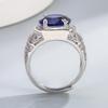 Luxury Oval Simulated Sapphire Silver Engagement Ring