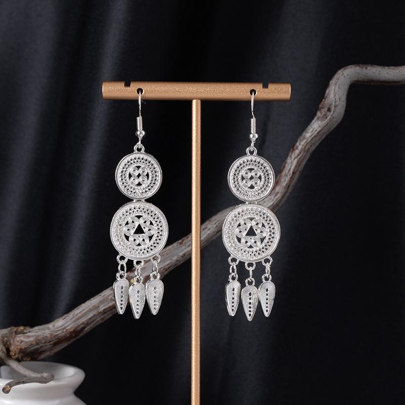 Retro Peacock Phoenix Ethnic Style Earrings Guizhou Scenic Spot Earrings Bohemian Style Long Earrings