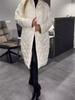Shiny Velvet Coat New Style Long Length Over-Knee Pinstripe Cotton Loose Warm Coat