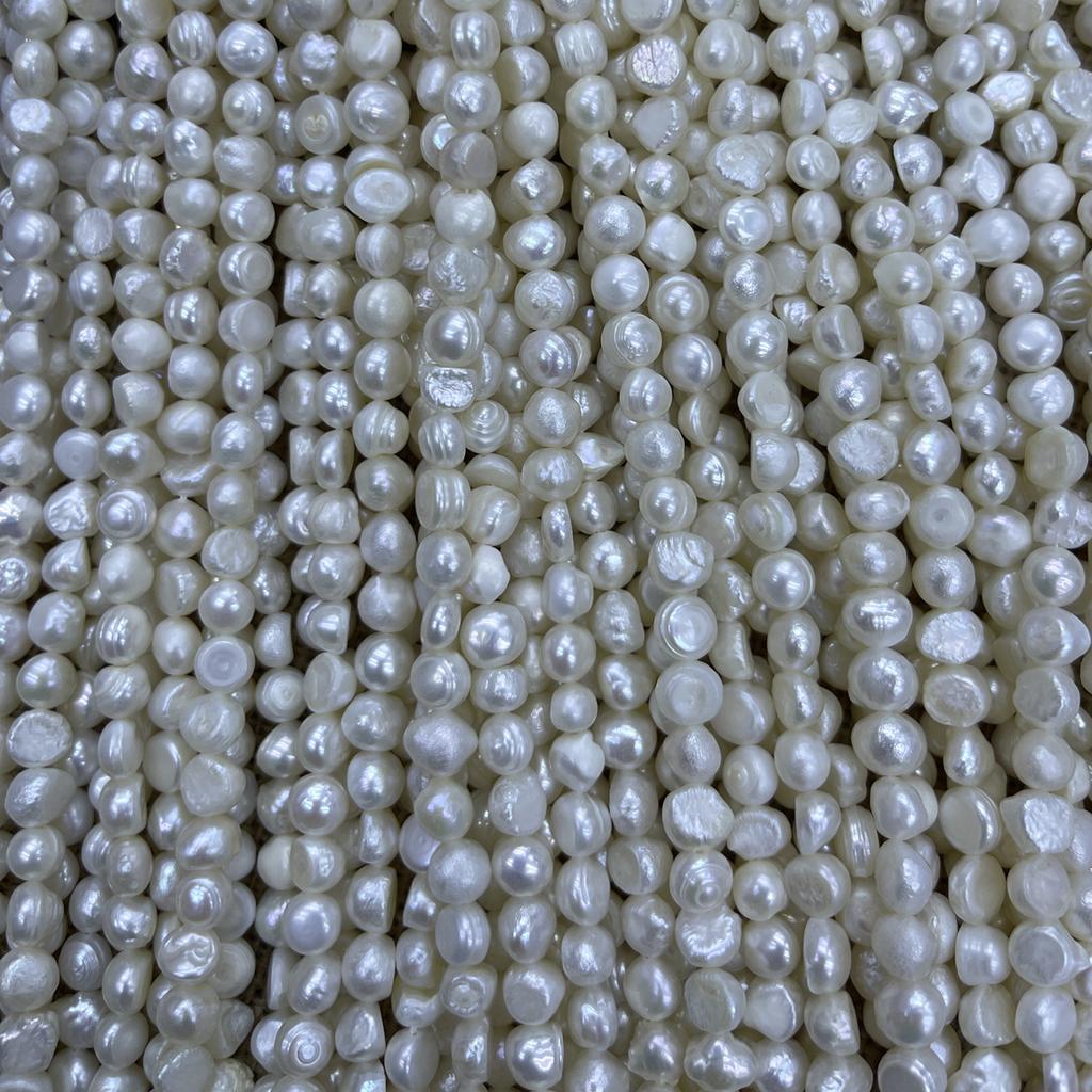 1String, Baroque White Natural Freshwater Pearls, Straight Hole Nugget Pearl Beads for Jewelry Making DIY Crafts Length 36cm)