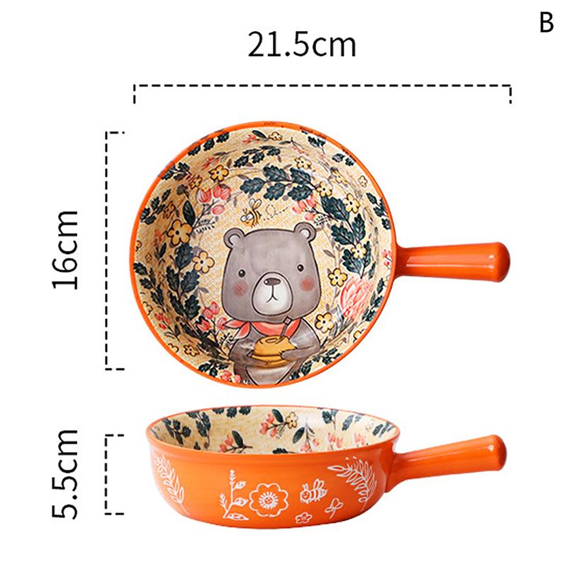 Keramická mísa s jednou rukojetí Mísa na nudle Forest Animal Design Velká mísa Kreativní restaurace Mísa na květiny pro domácnost Domácí dekorace