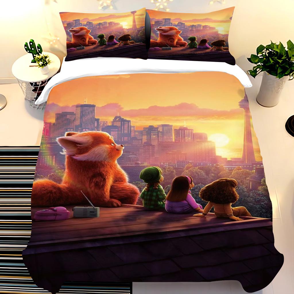 Pixar Red Panda Bedding Sets Duvet Cover Set King Size Children'S 3-Piece Set 1 Quilt Cover 100% Polyester Home Comforter