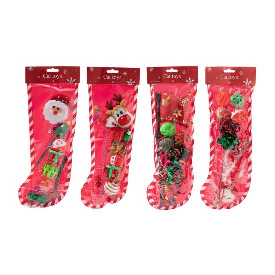 1 Set Christmas Cat Toys Cats Rattle Ball Plush Mice Cat Teaser Wand Kittens Stress Relief Interacting Toys for Cats Play Training Christmas Gift