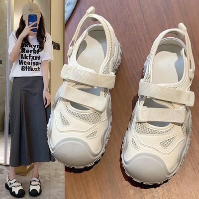 Ugly Cute Thick-soled Bag Head Roman Sandals Women's Outer Wear  Summer New Breathable Hollow Sports Dad Hole Shoes