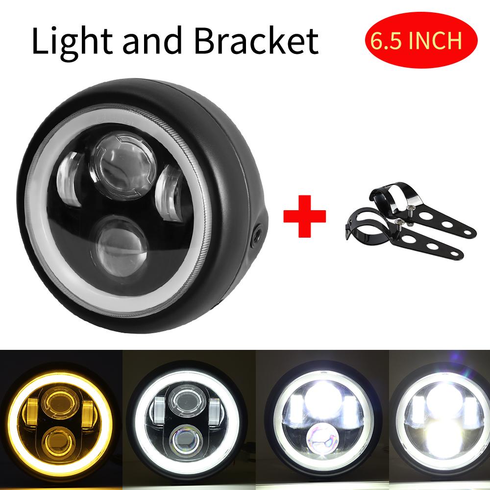 Retro Angel Eye HeadLight 6.5" Motorcycle LED Headlight 12V Headlamp For Harley Cafe Racer Bobber For Yamaha For Honda