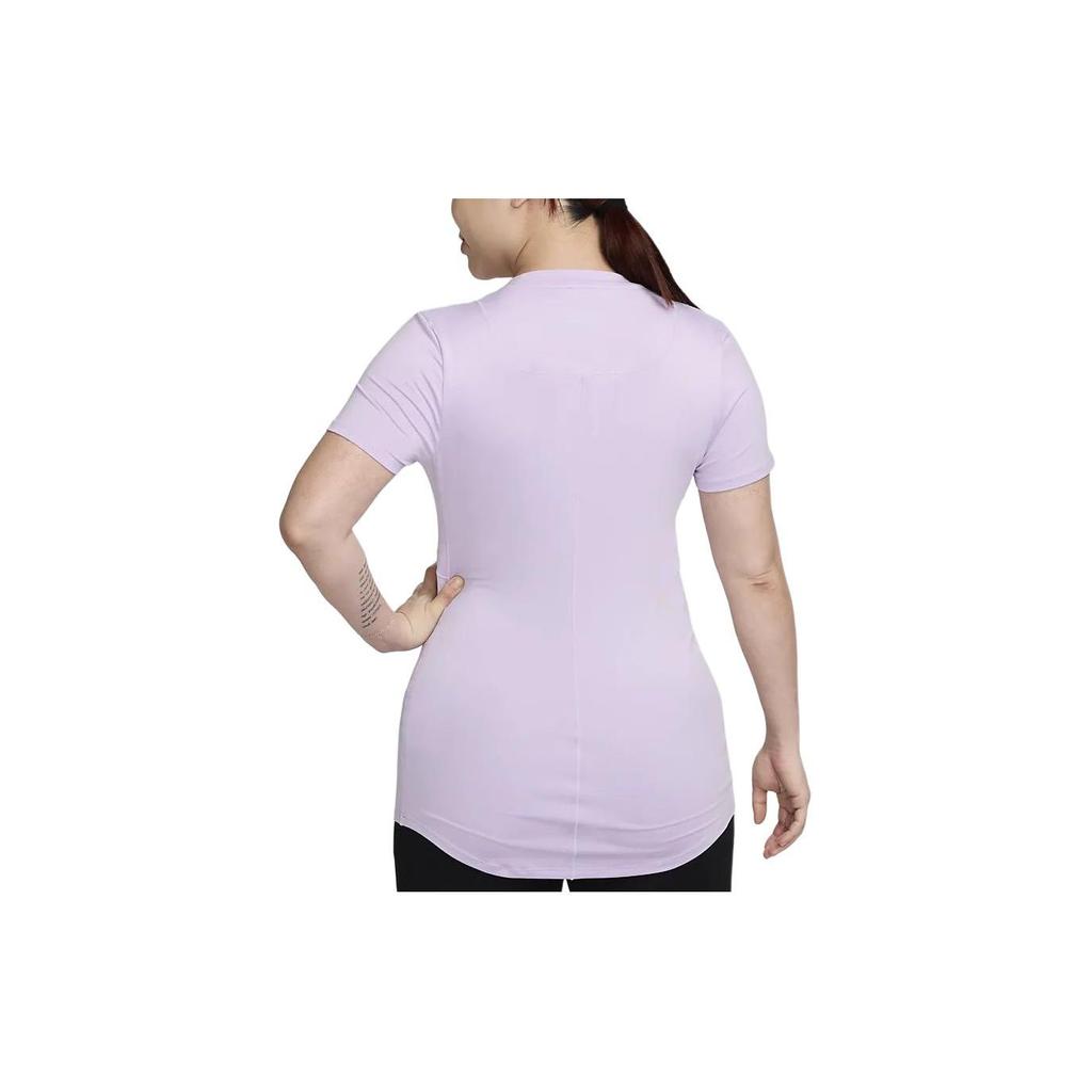 Nike Dri-Fit One Solid Color Round Neck Pullover Quick-Dry Short Sleeve T-Shirt Women T-Shirts Lilac-Red FN5002-512