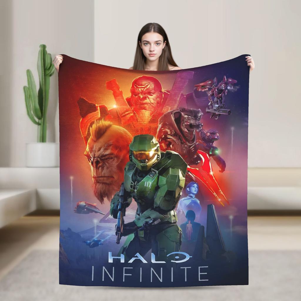 Game H-Halo I-Infinite Warm Soft Blanket Camping Plush Throw Blanket Street Trend Bedroom Flannel Bedspread Sofa Bed Cover