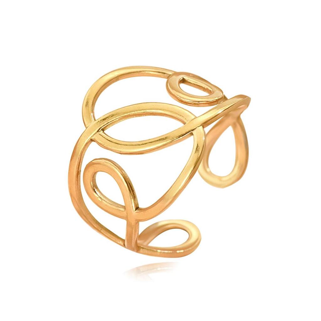 Adjustable Stainless Steel Line Design Ring: European & American Cool Style