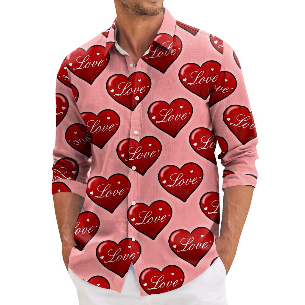 Men's Spring Casual Loose Printed Long Sleeved Shirt Men's Shirt