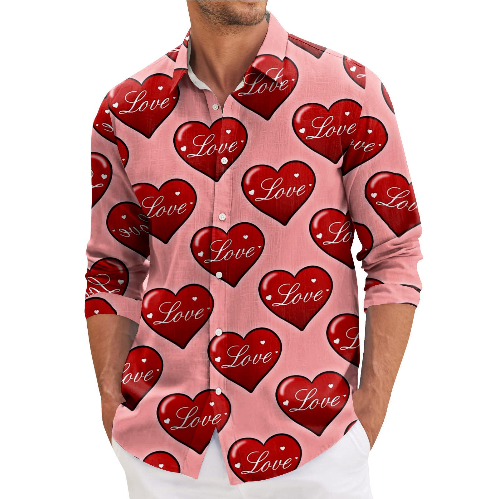 

Чоловіча весняна повсякденна вільна сорочка з довгими рукавами з принтом Чоловіча сорочка M рожевий