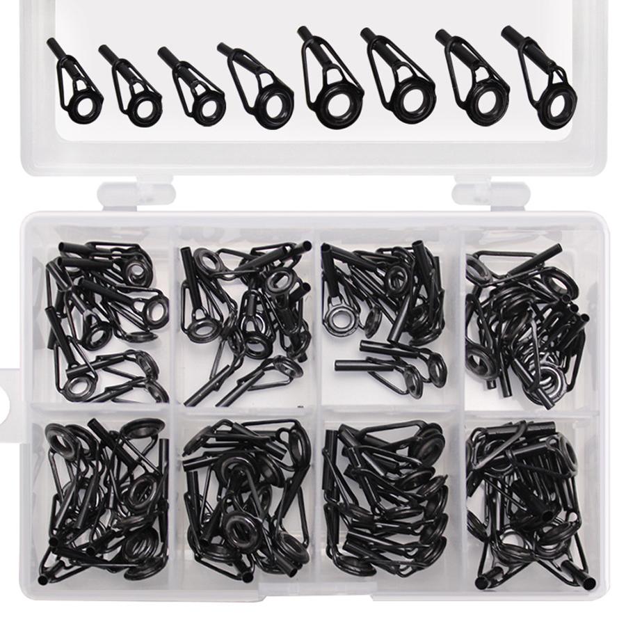 80pcs Ceramic Fishing Rod Guides High Carbon Steel Frame DIY Guide Tip Top Ring Repair Kit for Rod Building and Restoration260319