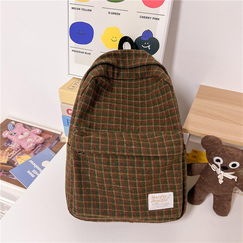 

Ретро шерстяной плед школьный рюкзак школьный рюкзак зелёный