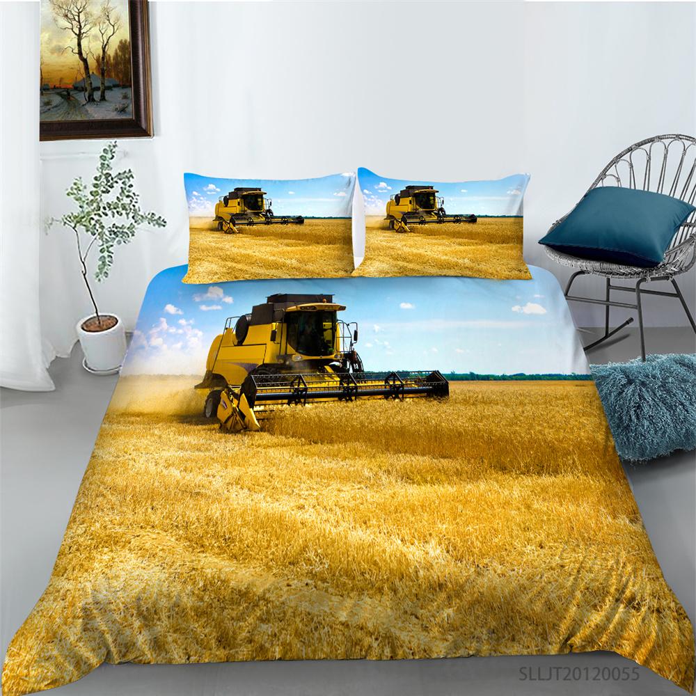2023 New Style 3D Printing Duvet Cover Highend Home Bedclothes Agricultural Vehicle King Size Bedding Soft Quilt Cover Luxury Bedding Sets