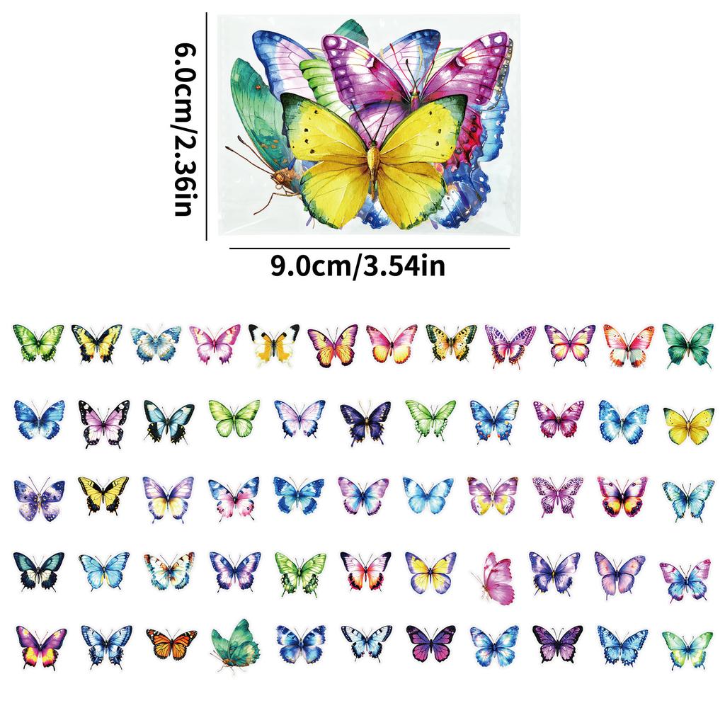 56 Colorful Butterfly Transparent Pet Stickers Hand Account Materials Beautifully Decorated Natural Animal Stickers