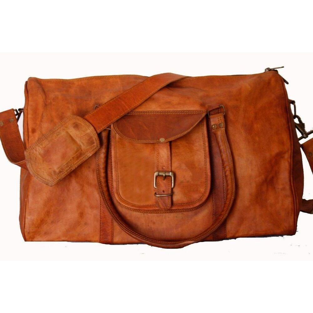 

Настоящая винтажная кожаная дорожная сумка из козьей шкуры, дорожная спортивная и спортивная новая мужская сумка 10 x 20 x 8 in коричневый