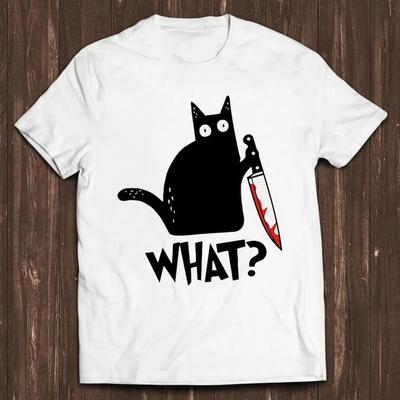 Cat What Murderous Black Cat With Knife Meme  Music Tee T Shirt
