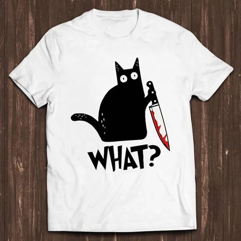 Cat What Murderous Black Cat With Knife Meme Music Tee T Shirt XXXXL