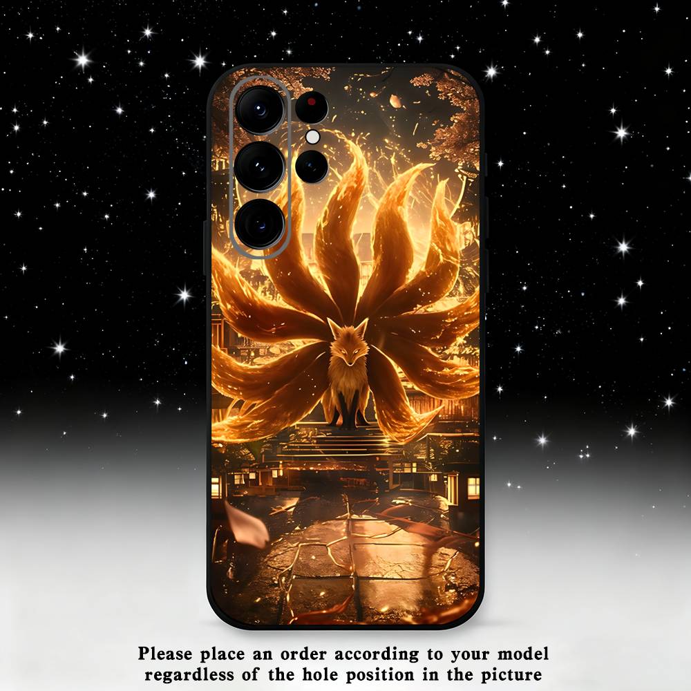 Nine tailed fox Phone Case For Samsung S25,S24 Ultra,S20,S30 plus,S22 plus,S23,S30 Ultra 5G Silicone Black Shell