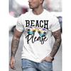 Men's Fashion Trend Casual Surfboard Printed T-shirt Round Neck Short Sleeve Top Summer New Sports Top Beach Vibe T-shirt