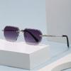 Rimless Design Rimless Square Sunglasses Metal Frame Square Shape Gradient Lens Sunglasses Lightweight UV Protection