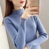 Autumn Winter Semi High Neck Base Layer Sweater Women Long Sleeve Slim Fit Knit Top