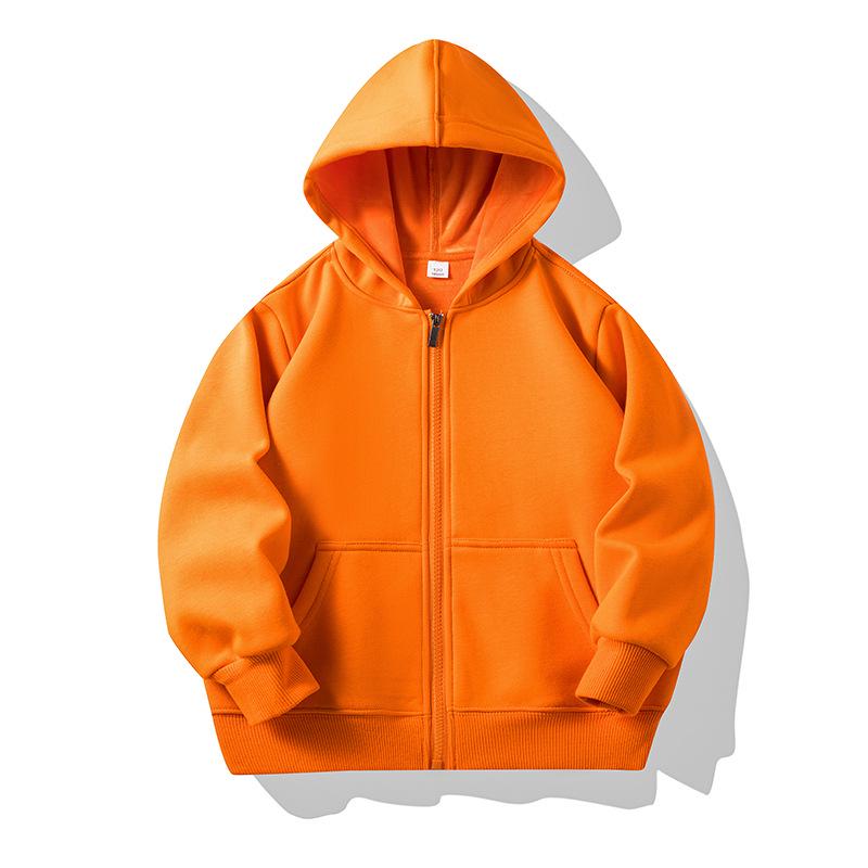 Kinder Winter Fleece-gefütterter Zip-Up Hoodie mit aufgesetzten Taschen – Anpassbare einfarbige Jacke für Schuluniformen