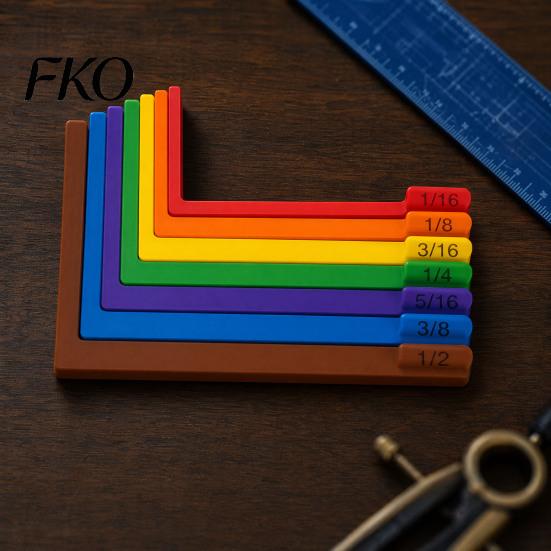 Corner Alignment Tool 7Pcs/Set Paper Crafting Rulers with Storage Case, Color-Coded L-Shaped Pastel Color Size Tabs, Layering Guide