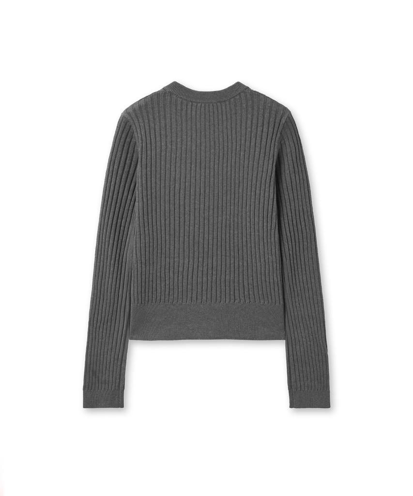 Lougeu Ribbed Slim V-Neck Knit_Gray