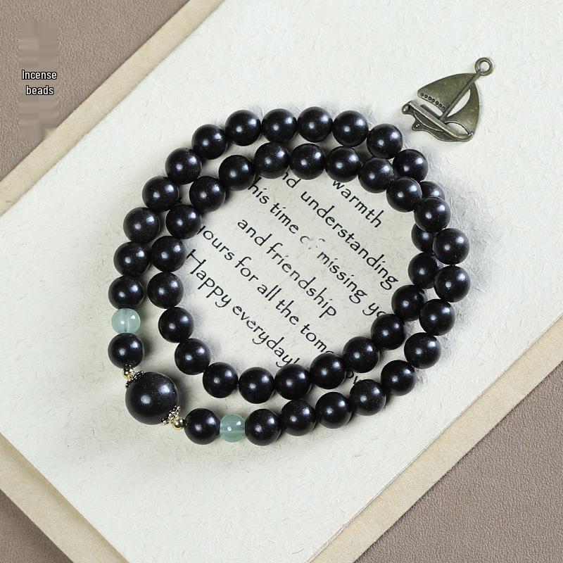 Ancient Style Double Circle Chinese Herbal Fragrance Bead Bracelet for Women - Handmade Prayer Beads