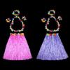 Hawaiian Luaus Hulas Grass Skirt with Large Flower Costume Set for Halloween Dances Party Decorations Hawaiian Costume