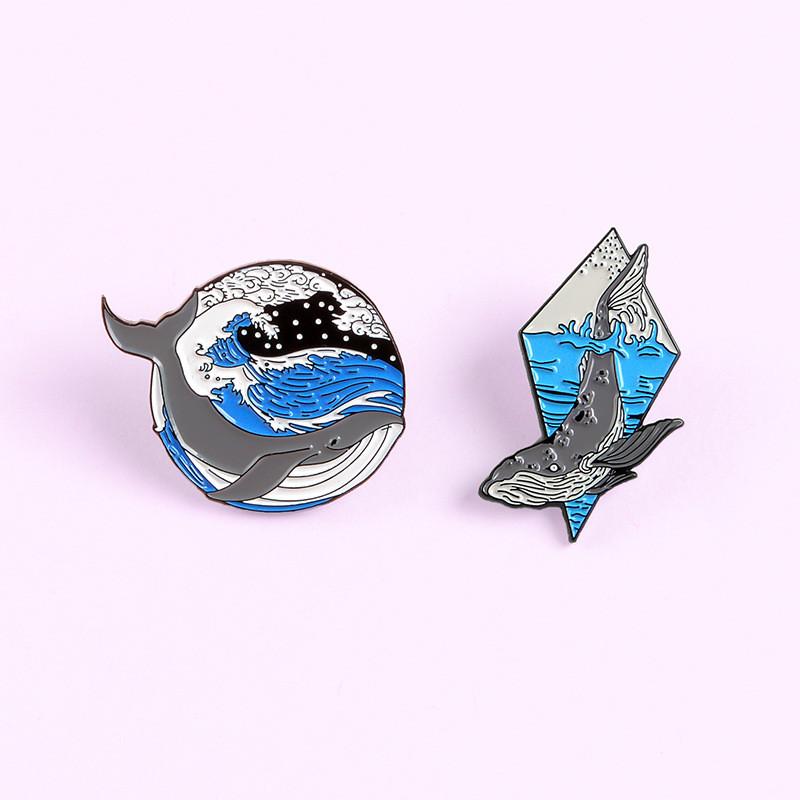 Creative Cartoon Underwater Animal Whale Brooch Unique Geometric Design For All Styles