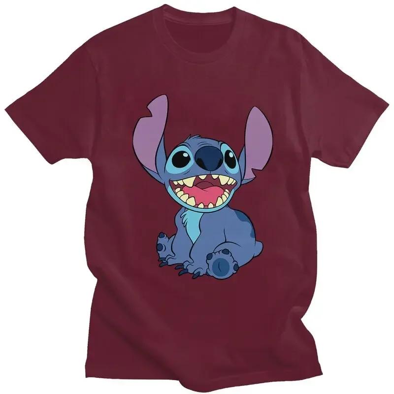Stitch Anime T Shirt Pure Cotton Tshirt Leisure Tee Tops Short Sleeved T-shirt Slim Fit Clothing Unisex
