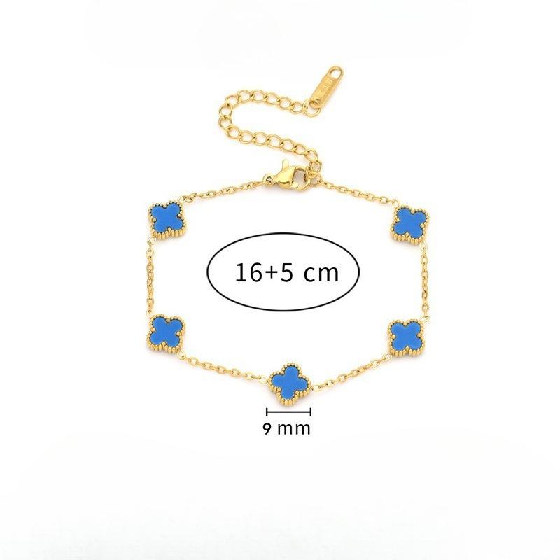 9MM Four-Leaf Clover Women's Bracelet Lucky Four-Leaf Clover Popular Influencer Style Fashionable Titanium Steel Non-Fading Bracelet
