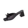French Polka Dot Bow, One Line Temperament, Coarse Heel, Cool Slippers