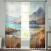 Landscape Clouds Stones Bedroom Transparent Sheer Curtains Holiday Decoration Window Voile Tulle Curtain