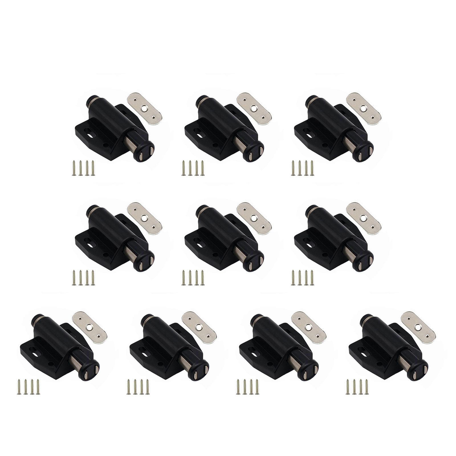 

Набор из 10 прочных магнитных защелок для дверей из нержавеющей стали, открывающихся нажатием, домашний аксессуар для шкафов, простая установка, защелки чёрный