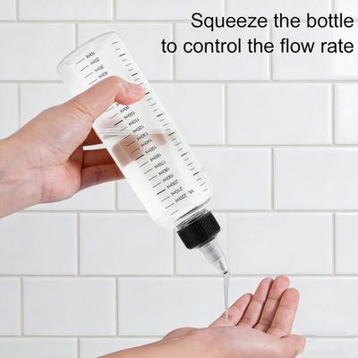 Graduated Squeeze Bottles with Tip Caps Clear Plastic Dispenser for Sauce Oil Paint Glue Leak-Proof