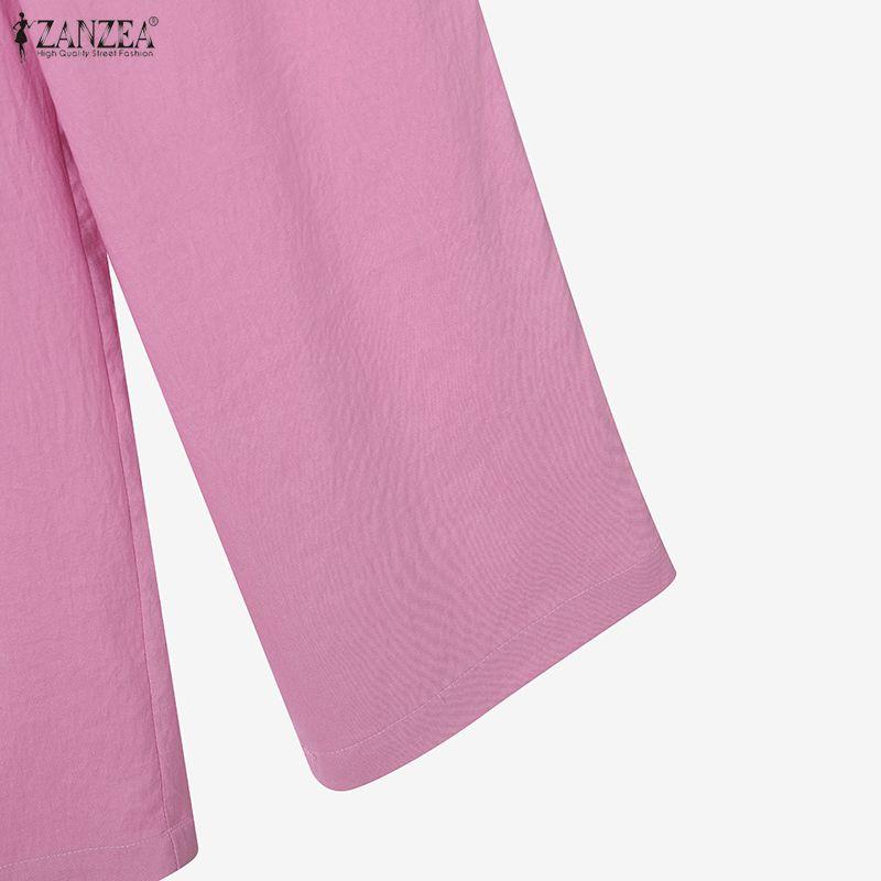 ZANZEA Women Sleeveless Blouse and Pants Casual Two Piece Suit Sets