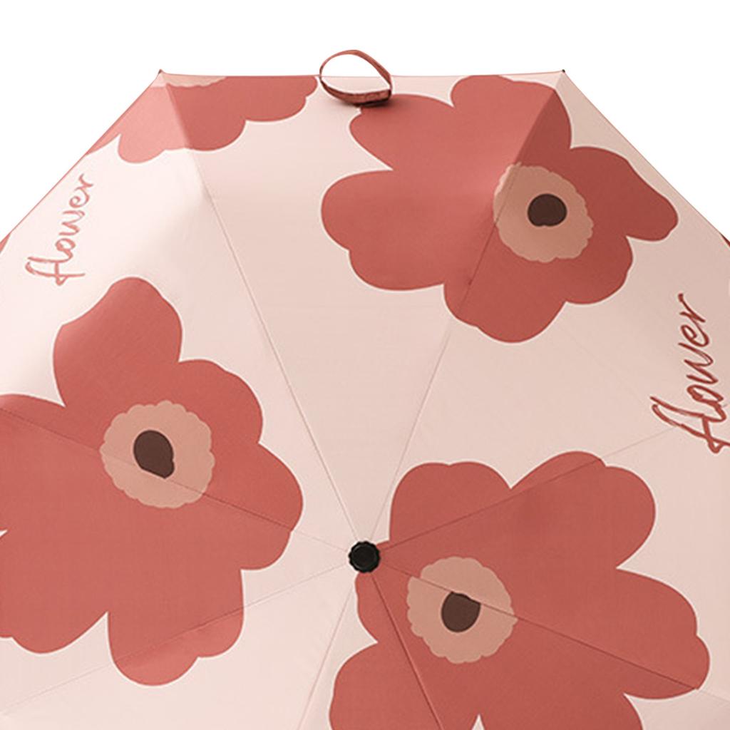Flower Pattern Folding Umbrella UV Protection Foldable Rain Shine Dual Use Sun Umbrella for