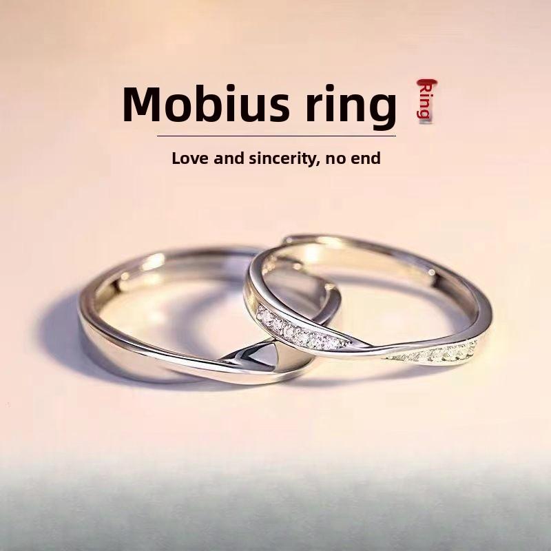 

2pcs New S925 Sterling Silver Möbius Couple Ring for Men and Women, Simple Student Couple Ring, Girlfriend s Birthday Gift