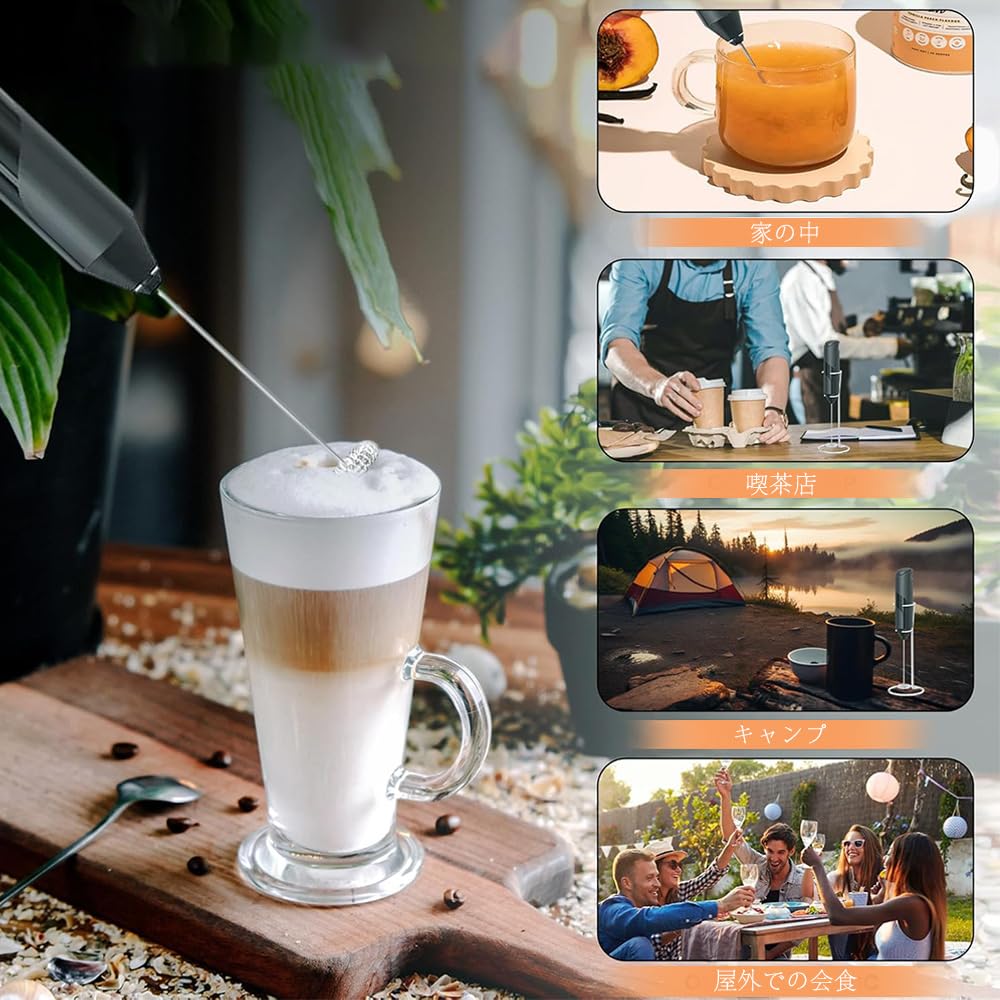 Spumator electric de lapte, Spumator electric de lapte portabil, Silențios, Ultra-ușor, Ușor de depozitat, pentru Cappuccino, Smoothie-uri, Matcha și Ciocolată caldă