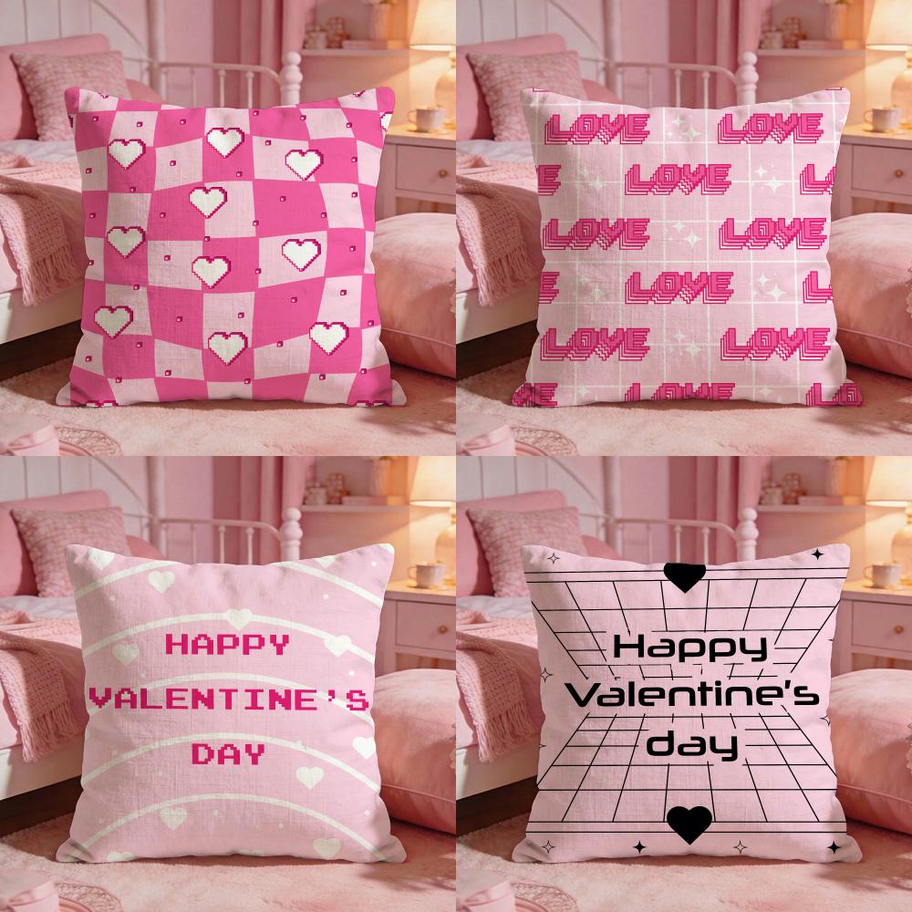 Cute Valentines Day Cushion Cover Premium Comfort Reversible Pillow Cove Two In One Design For Any Room Car Interior