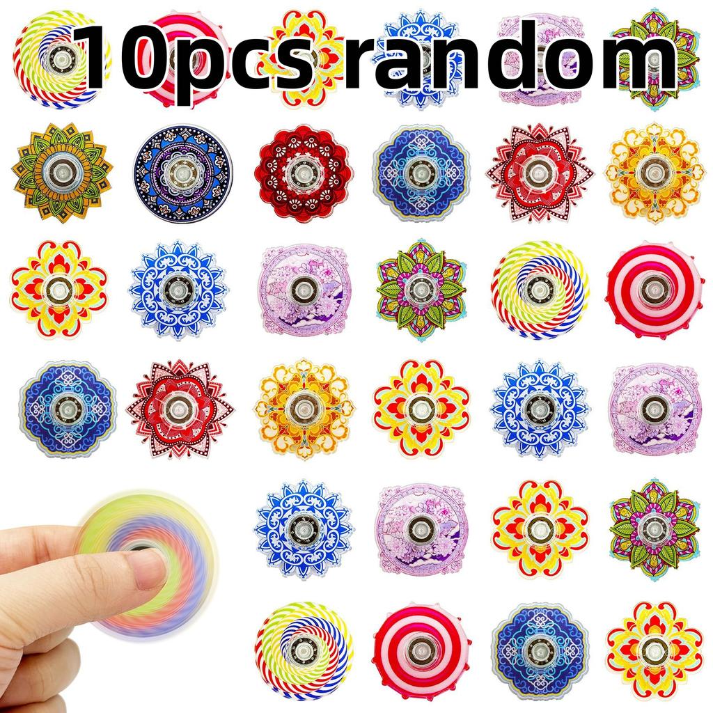 Mandala Fingertip Gyro Retro Style Finger Gyro Acrylic Rotating Gyro Puzzle Gift Decompression Toy Children's Party Gift